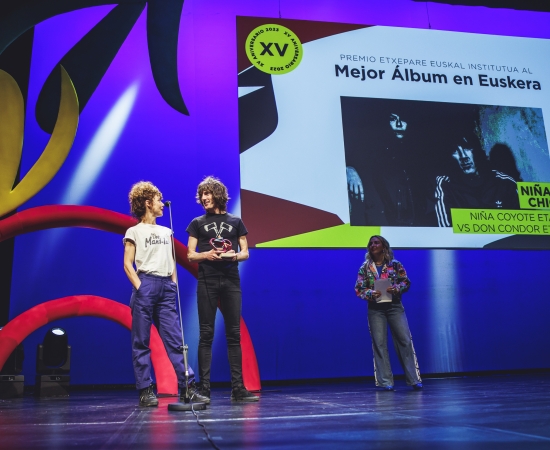 Niña Coyote eta Chico Tornado win the Etxepare Basque Institute Prize for Best Album in Basque at the MIN Awards